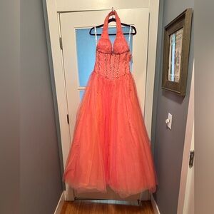 Stunning Orange Halter Gown